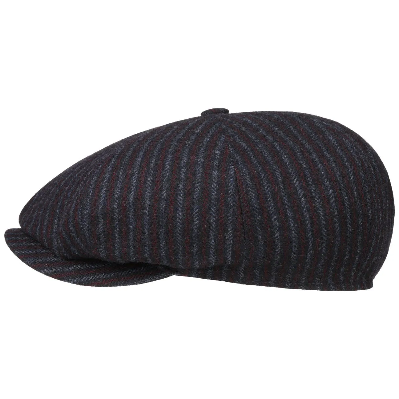 8 Panel Woolen Stripe Flat Cap by Stetson