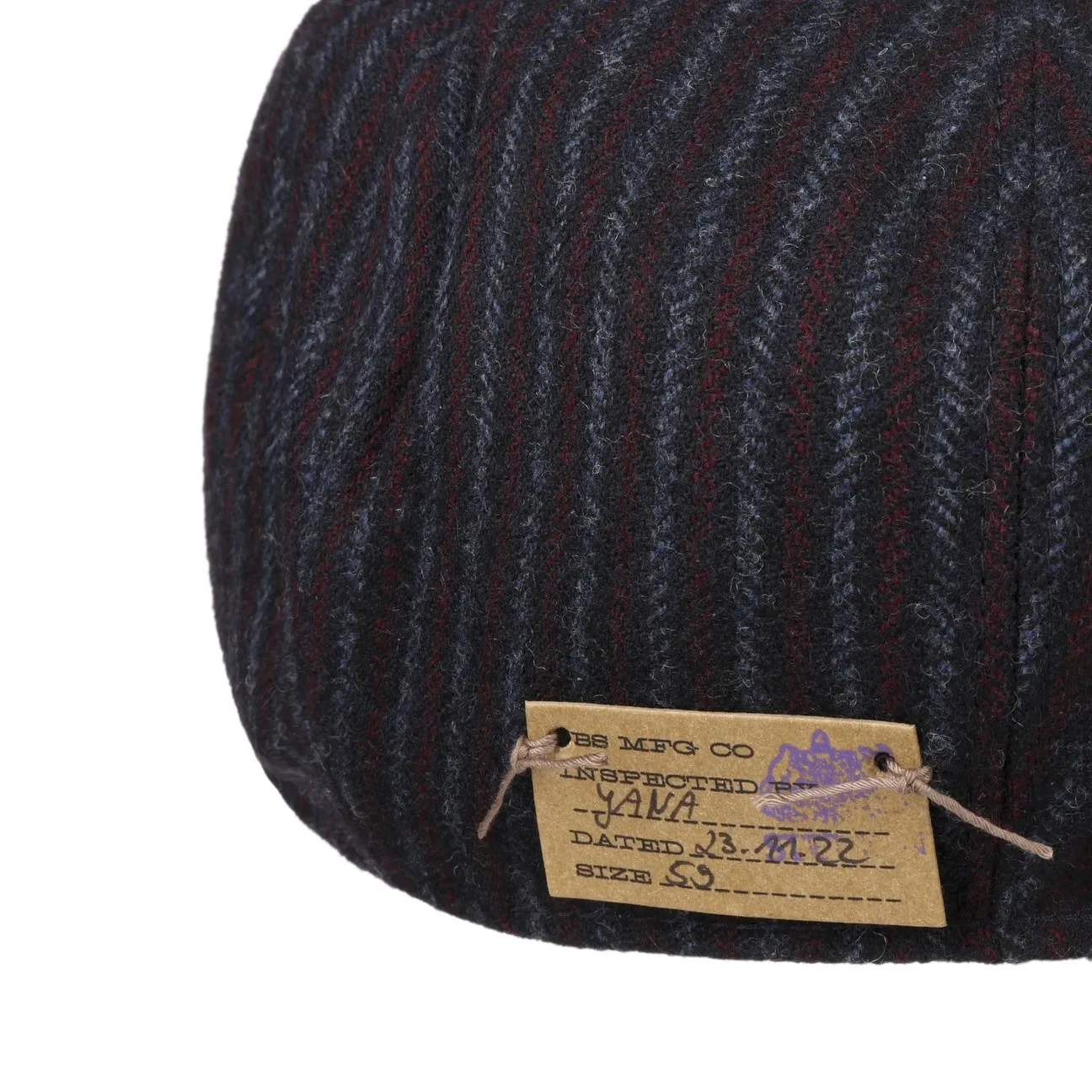 8 Panel Woolen Stripe Flat Cap by Stetson