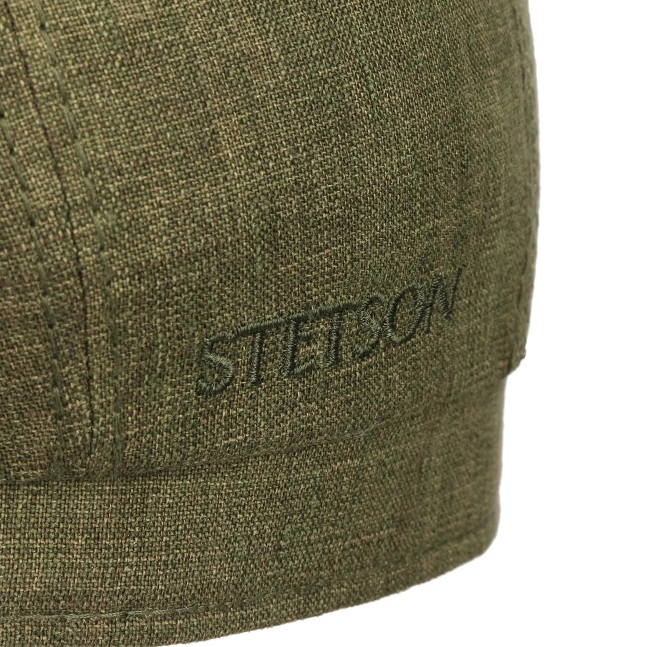Bricksford 8 Panel Linen Flat Cap by Stetson