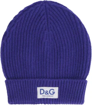 Dolce & Gabbana Logo Patch Rib-Knit Beanie