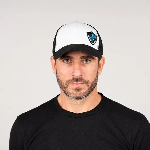 FlexFit Snap Hat | Wht/Blk | SA Blue Shield