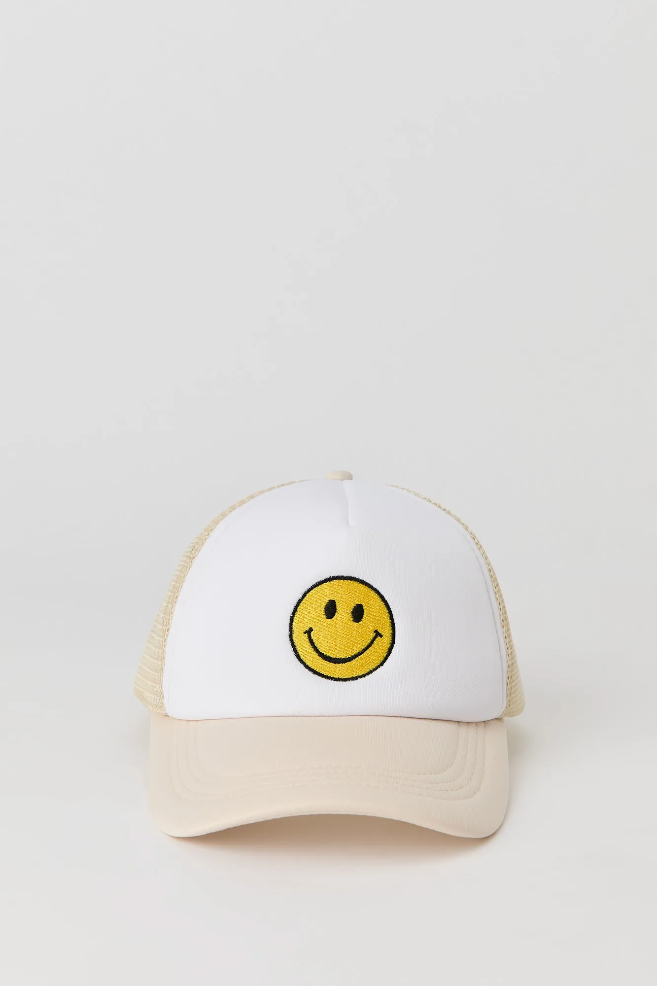Girls Smiley Face Embroidered Trucker Hat