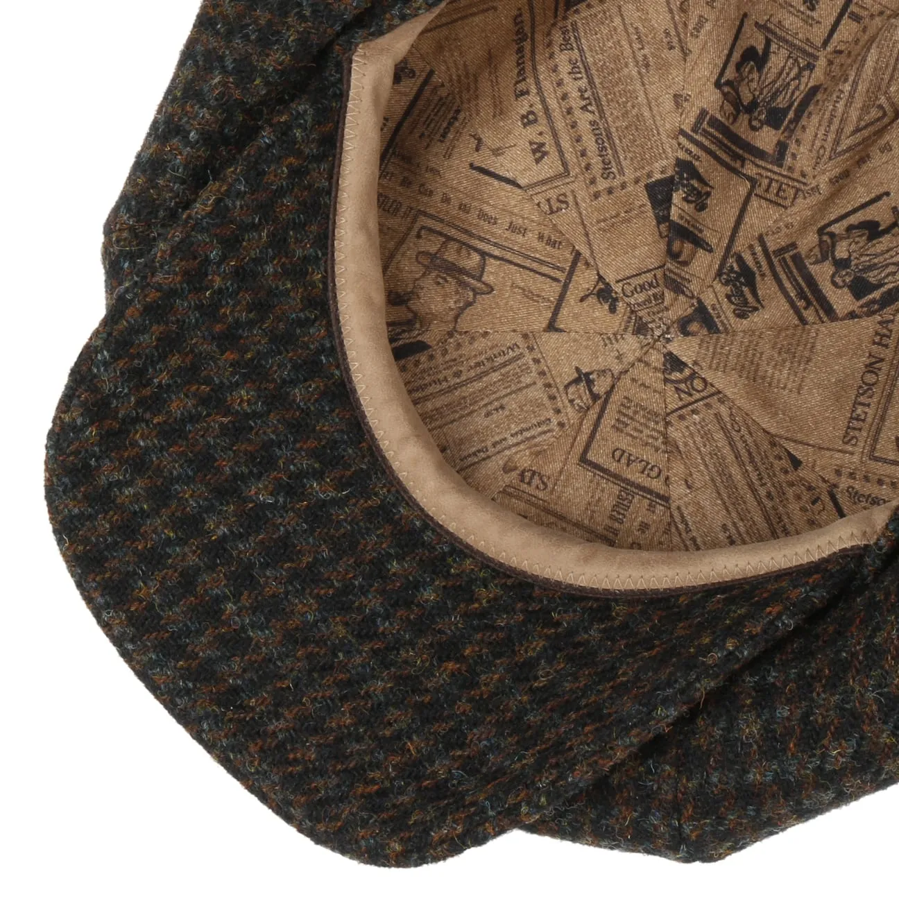 Harris Tweed Houndstooth News Boy Cap by Stetson