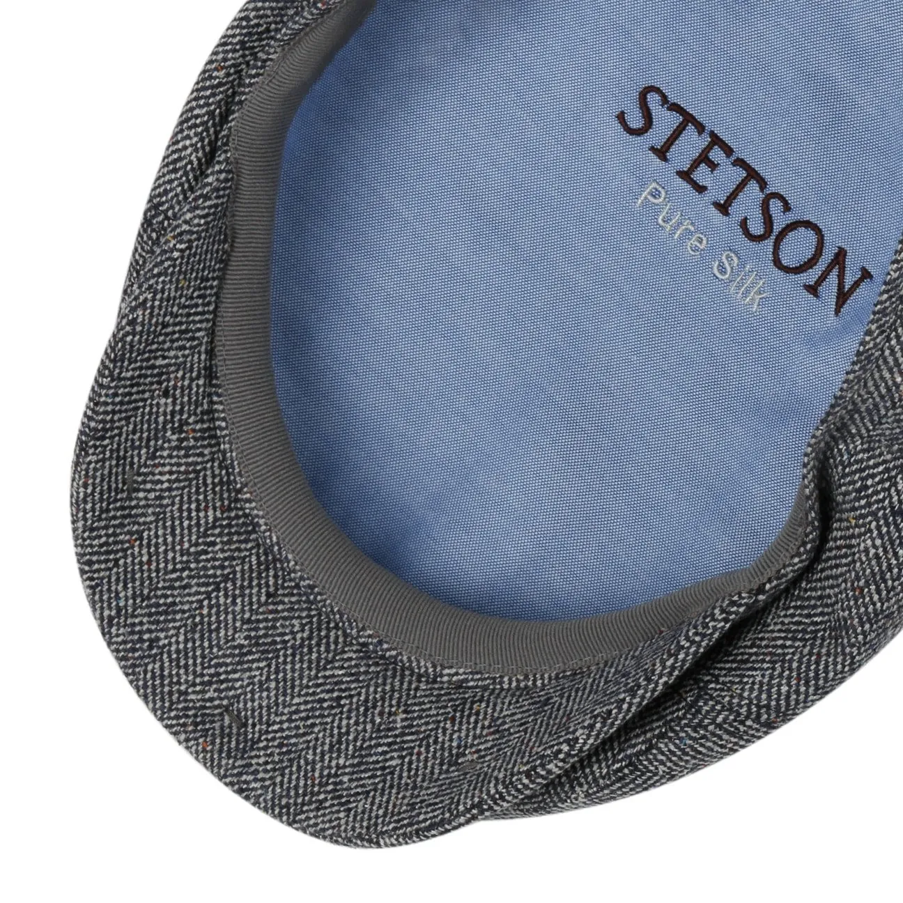 Herringbone Silk Driver Flat Cap by Stetson