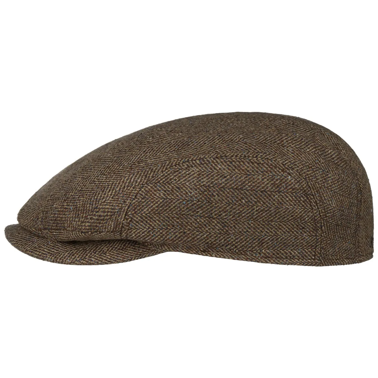 Herringbone Silk Driver Flat Cap by Stetson