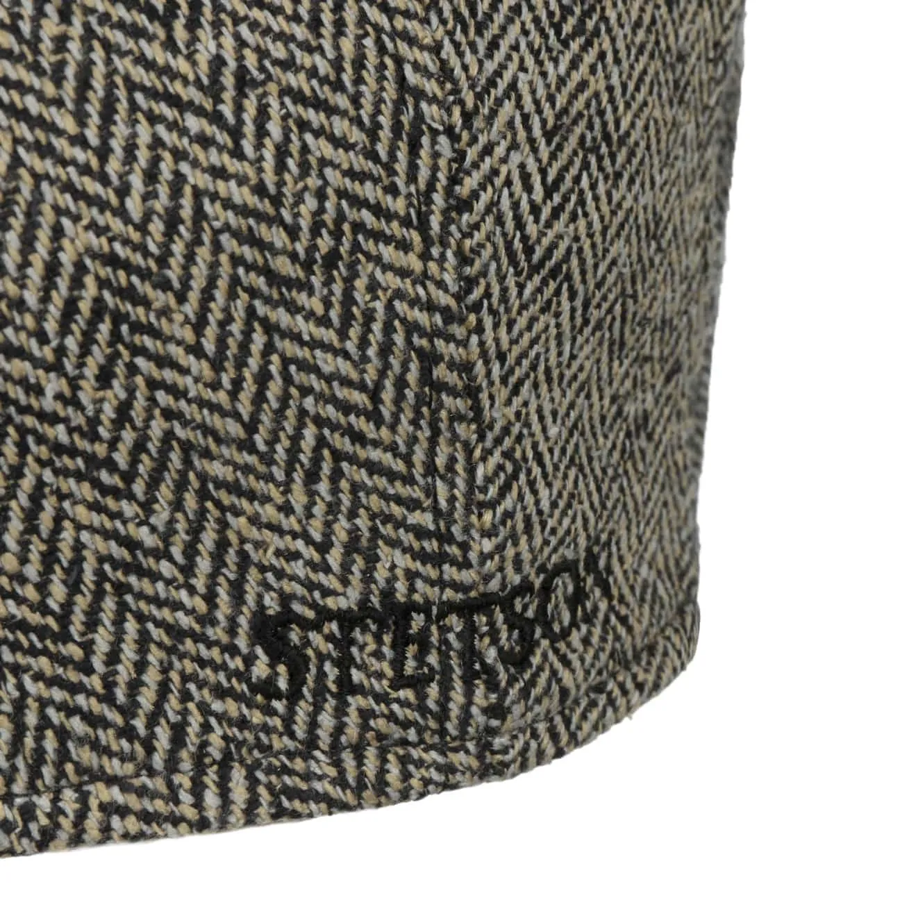 Herringbone Silk Driver Flat Cap by Stetson