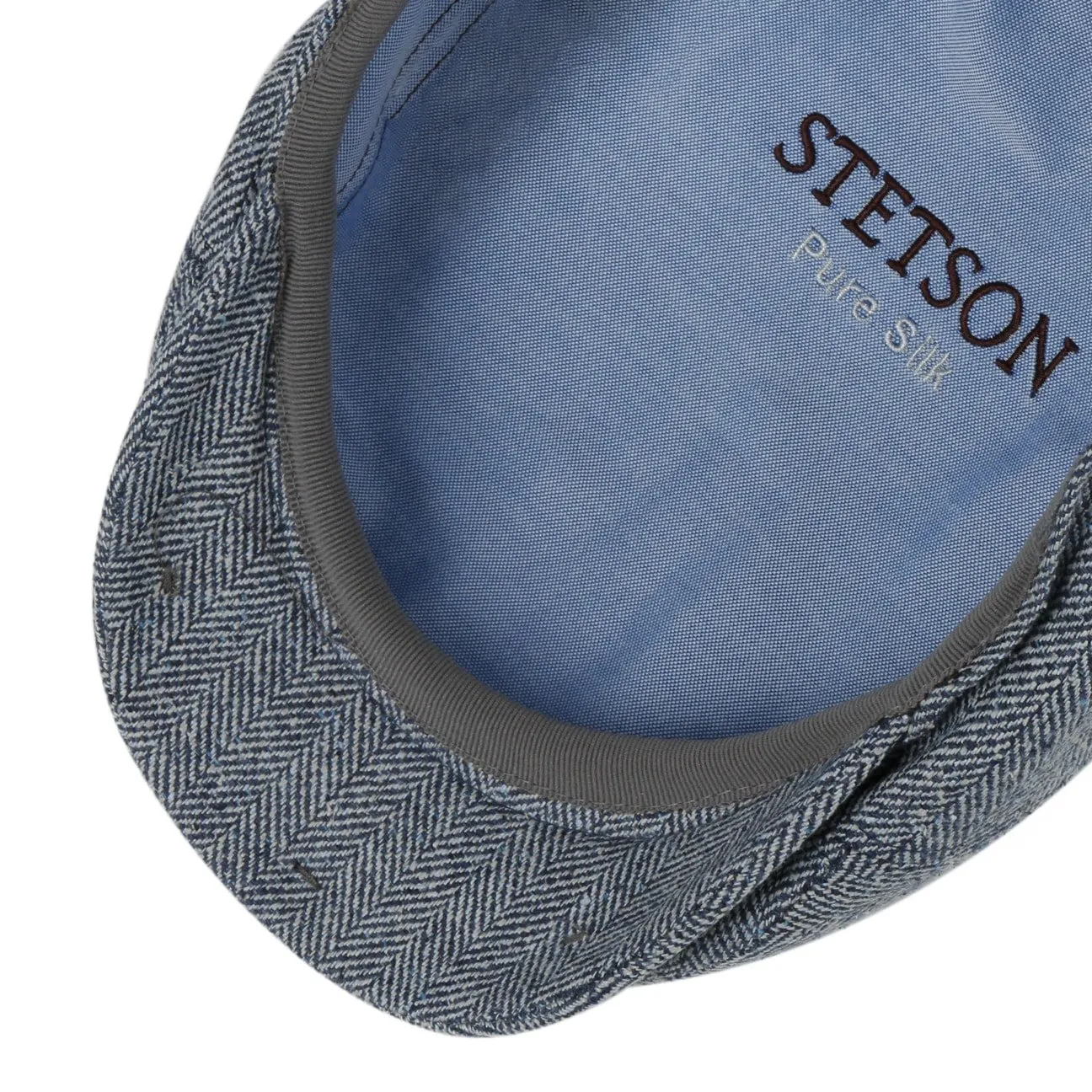 Herringbone Silk Driver Flat Cap by Stetson
