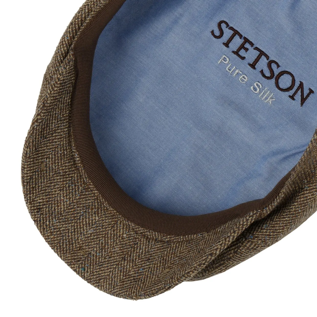 Herringbone Silk Driver Flat Cap by Stetson