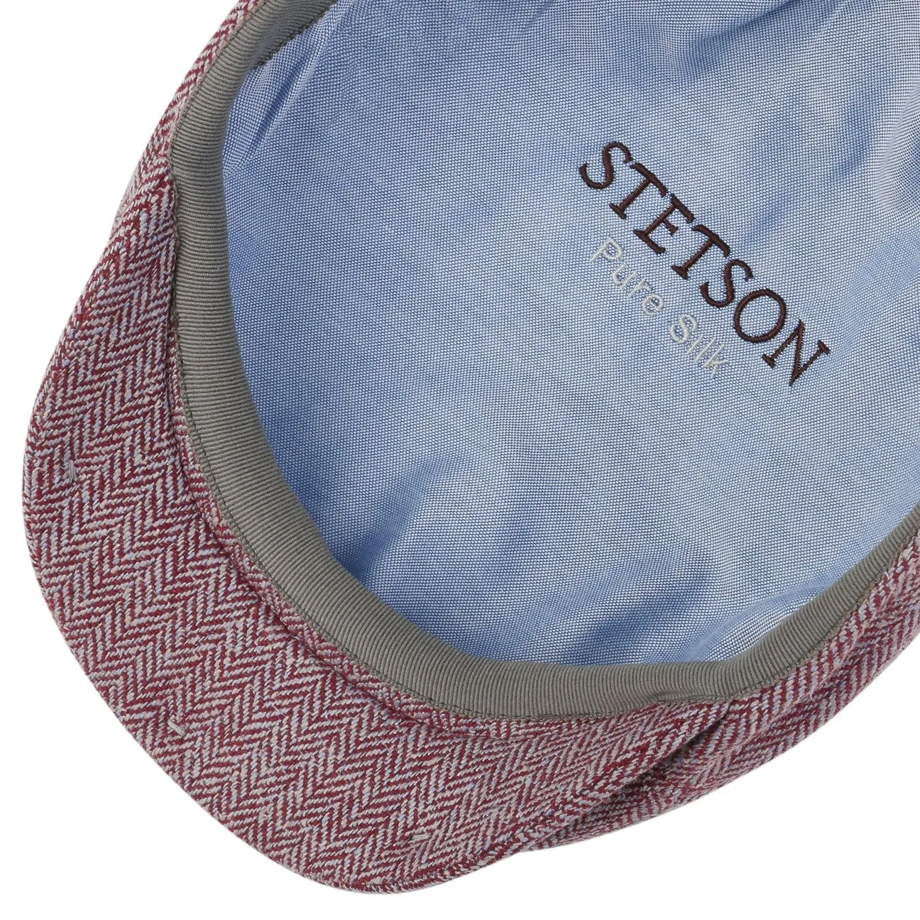 Herringbone Silk Driver Flat Cap by Stetson