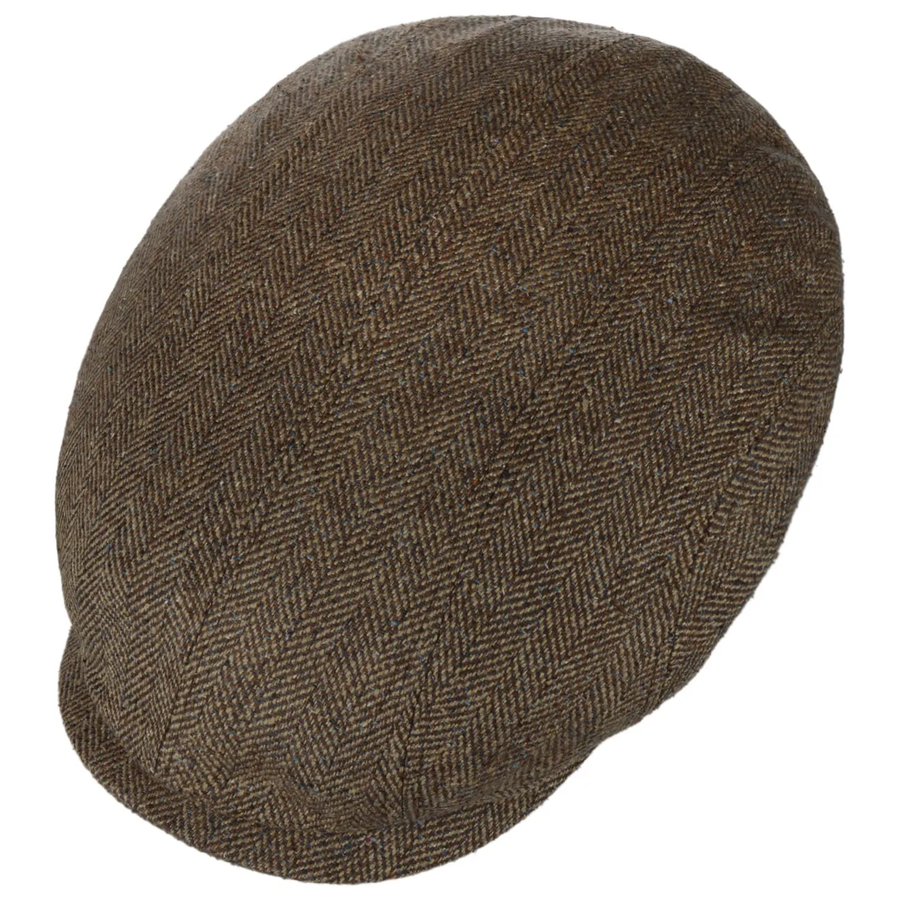 Herringbone Silk Driver Flat Cap by Stetson