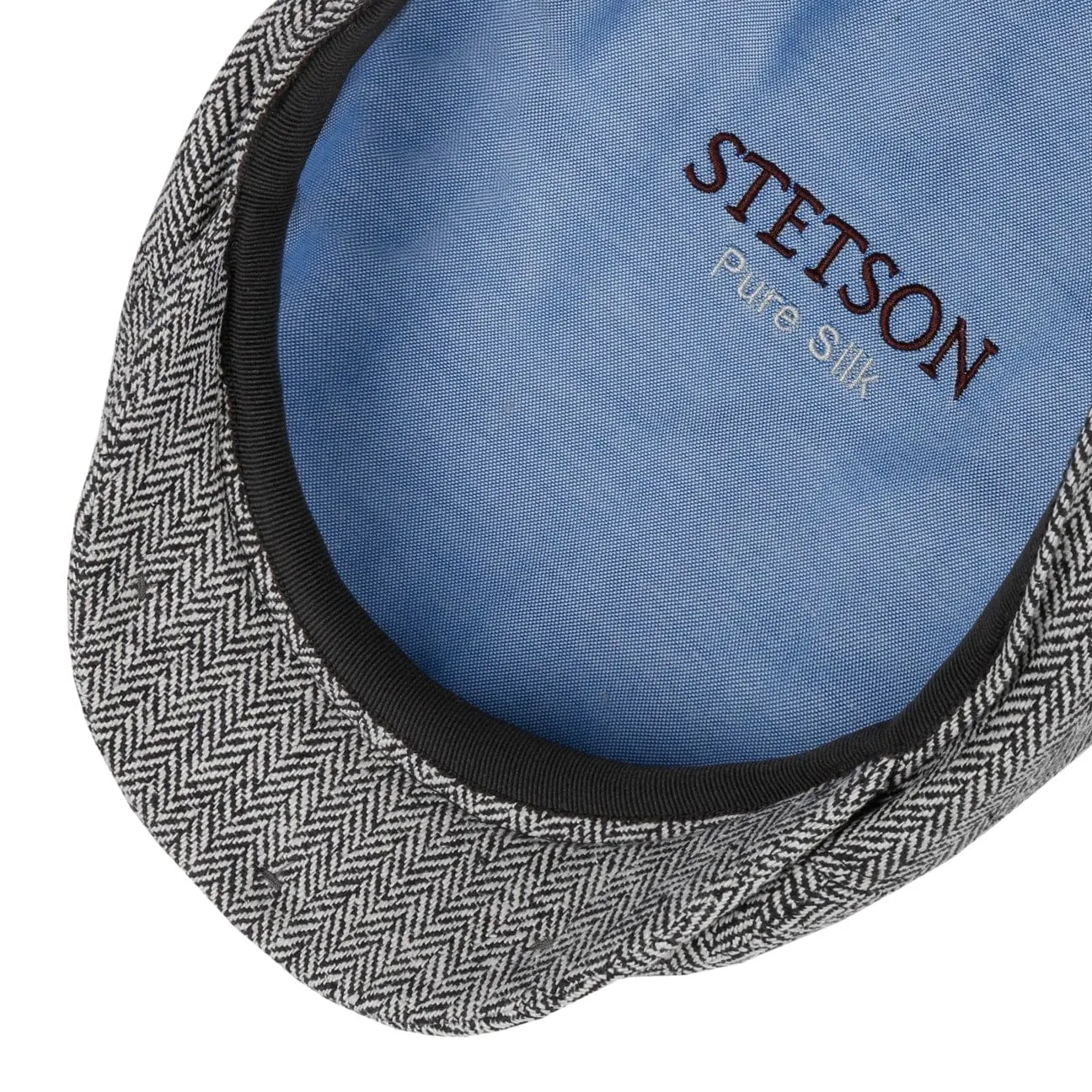 Herringbone Silk Driver Flat Cap by Stetson