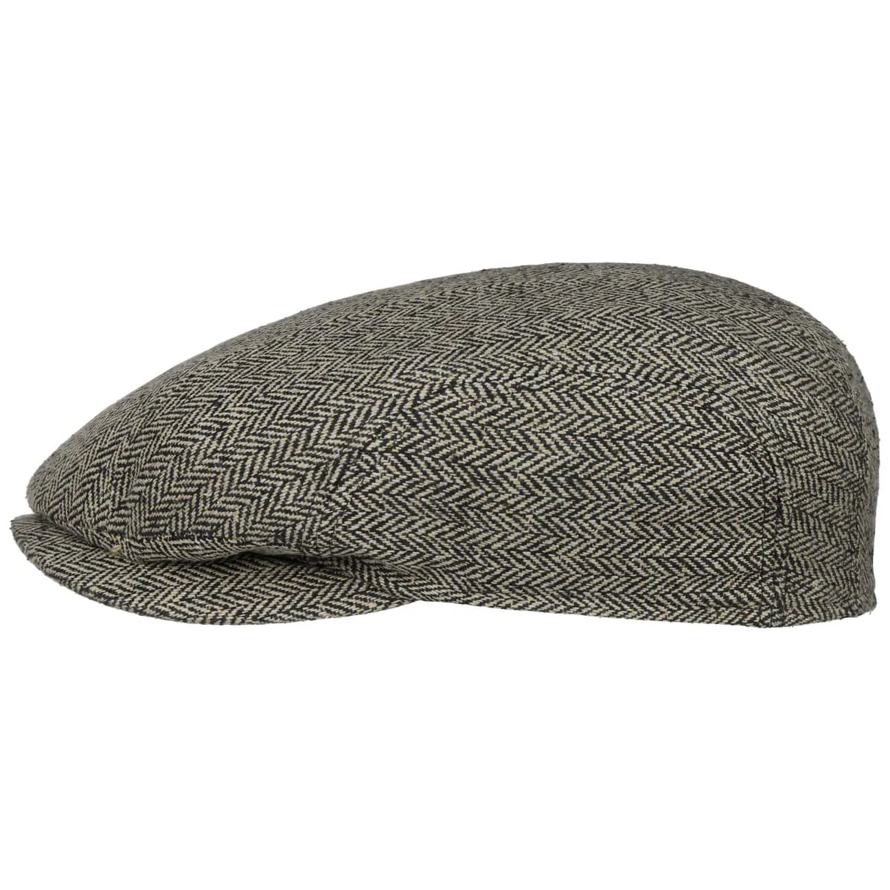 Herringbone Silk Driver Flat Cap by Stetson
