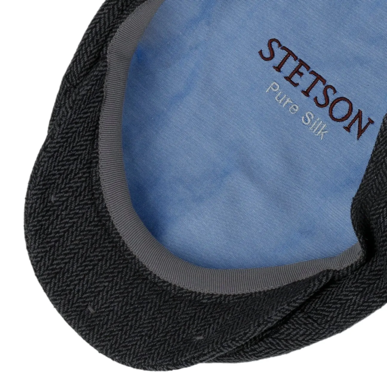 Herringbone Silk Driver Flat Cap by Stetson