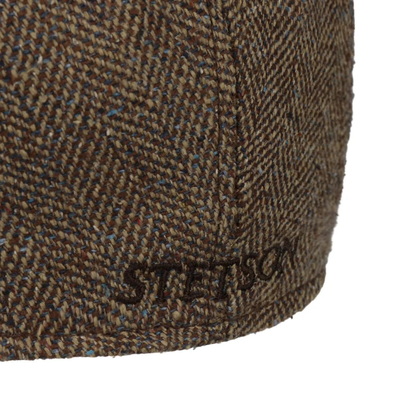 Herringbone Silk Driver Flat Cap by Stetson