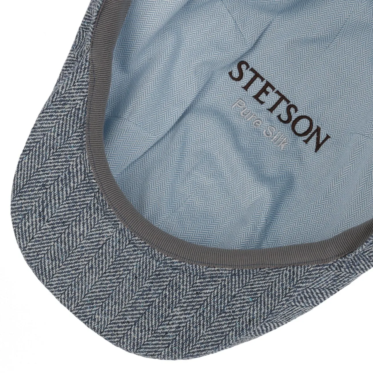 Herringbone UV Silk Driver Flat Cap by Stetson