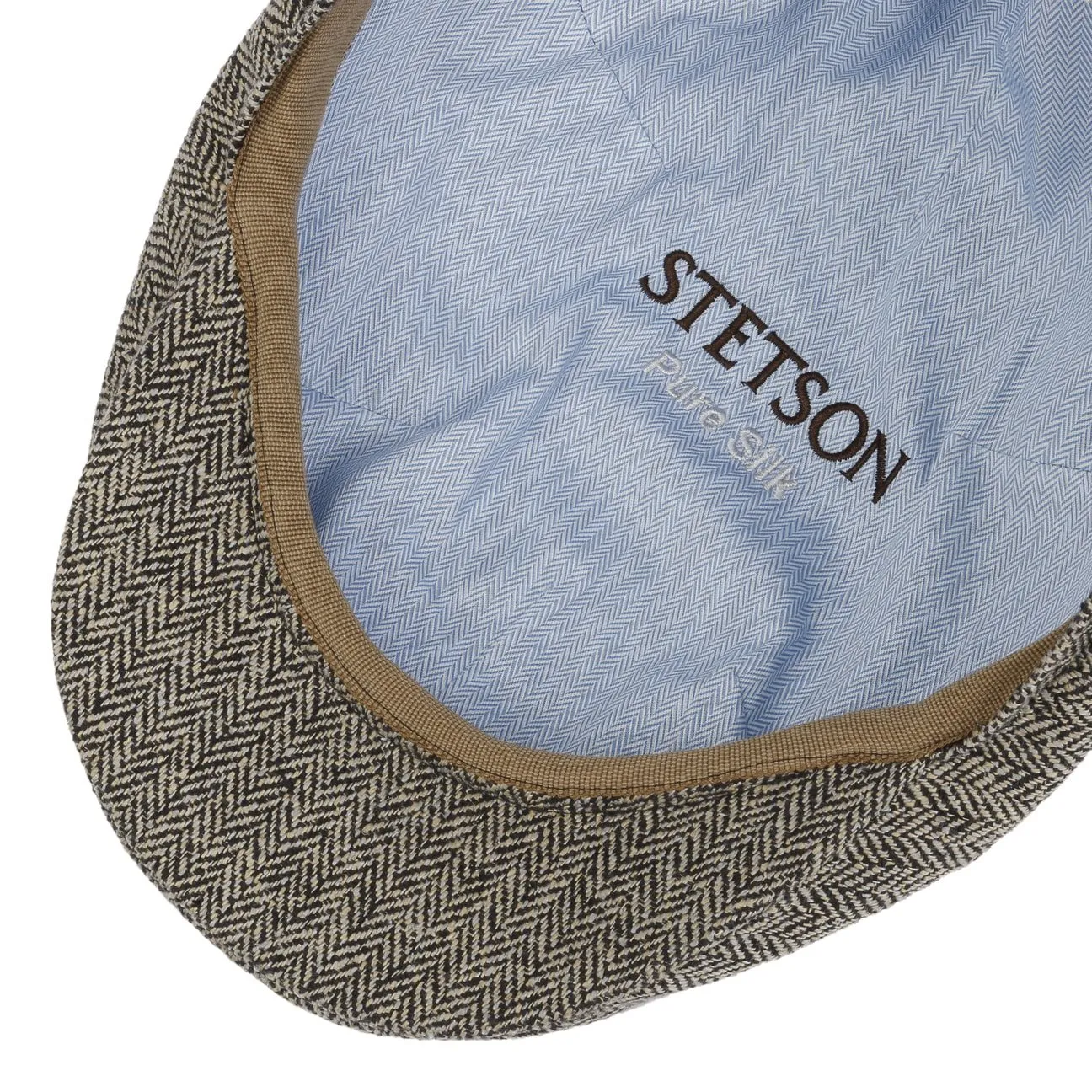 Herringbone UV Silk Driver Flat Cap by Stetson