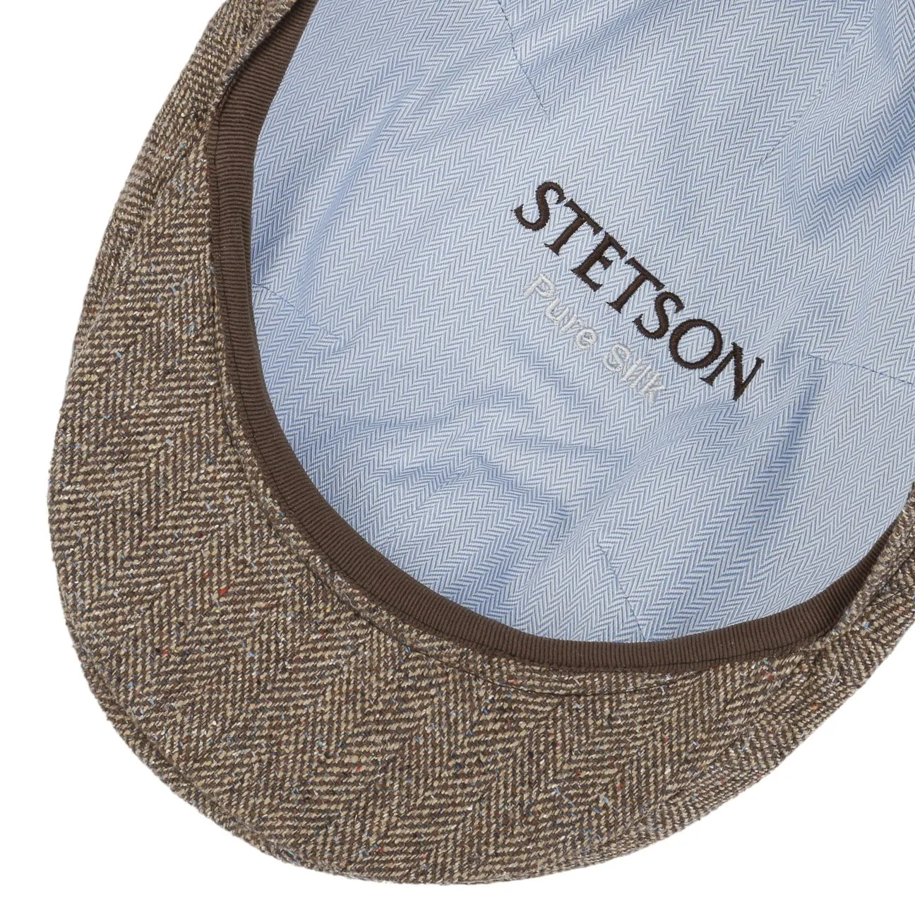 Herringbone UV Silk Driver Flat Cap by Stetson