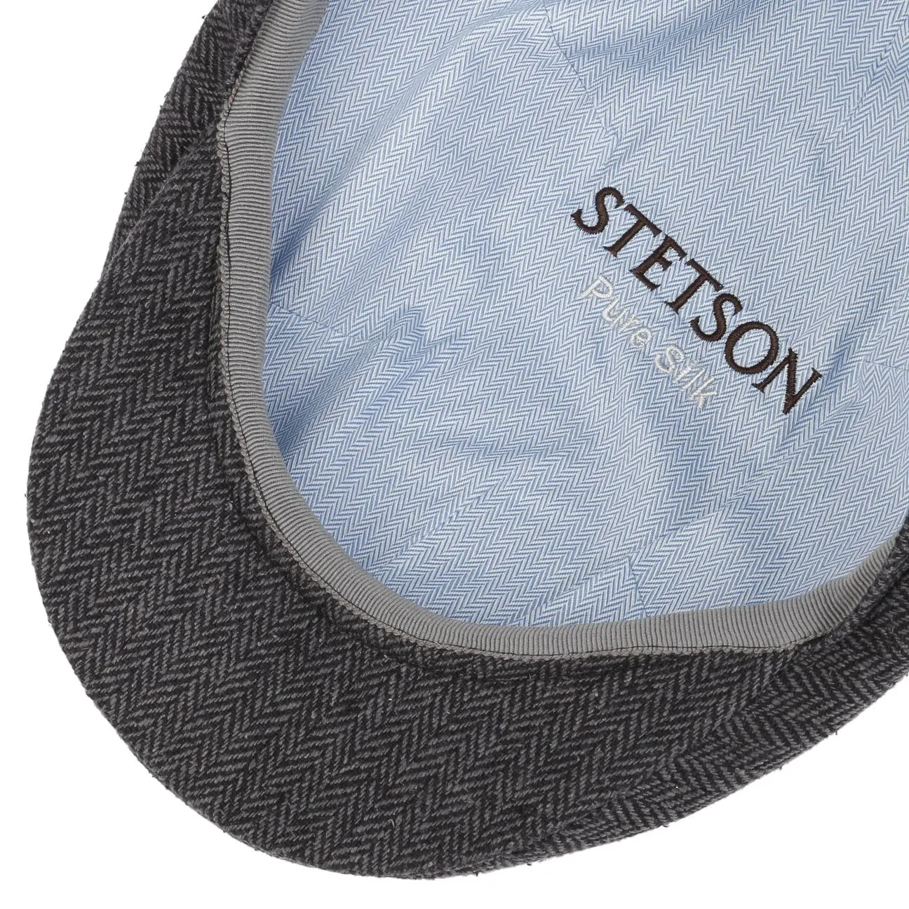 Herringbone UV Silk Driver Flat Cap by Stetson