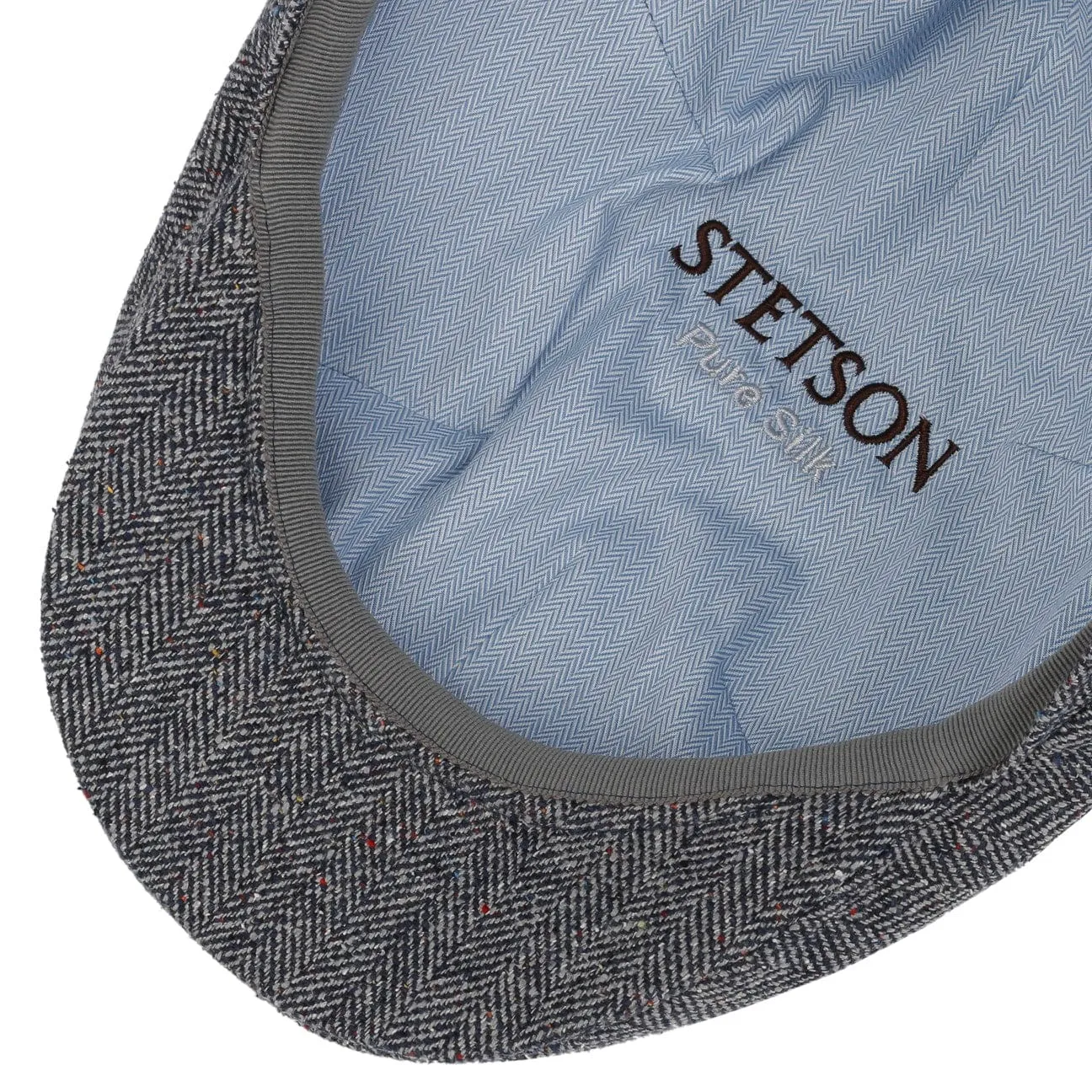 Herringbone UV Silk Driver Flat Cap by Stetson