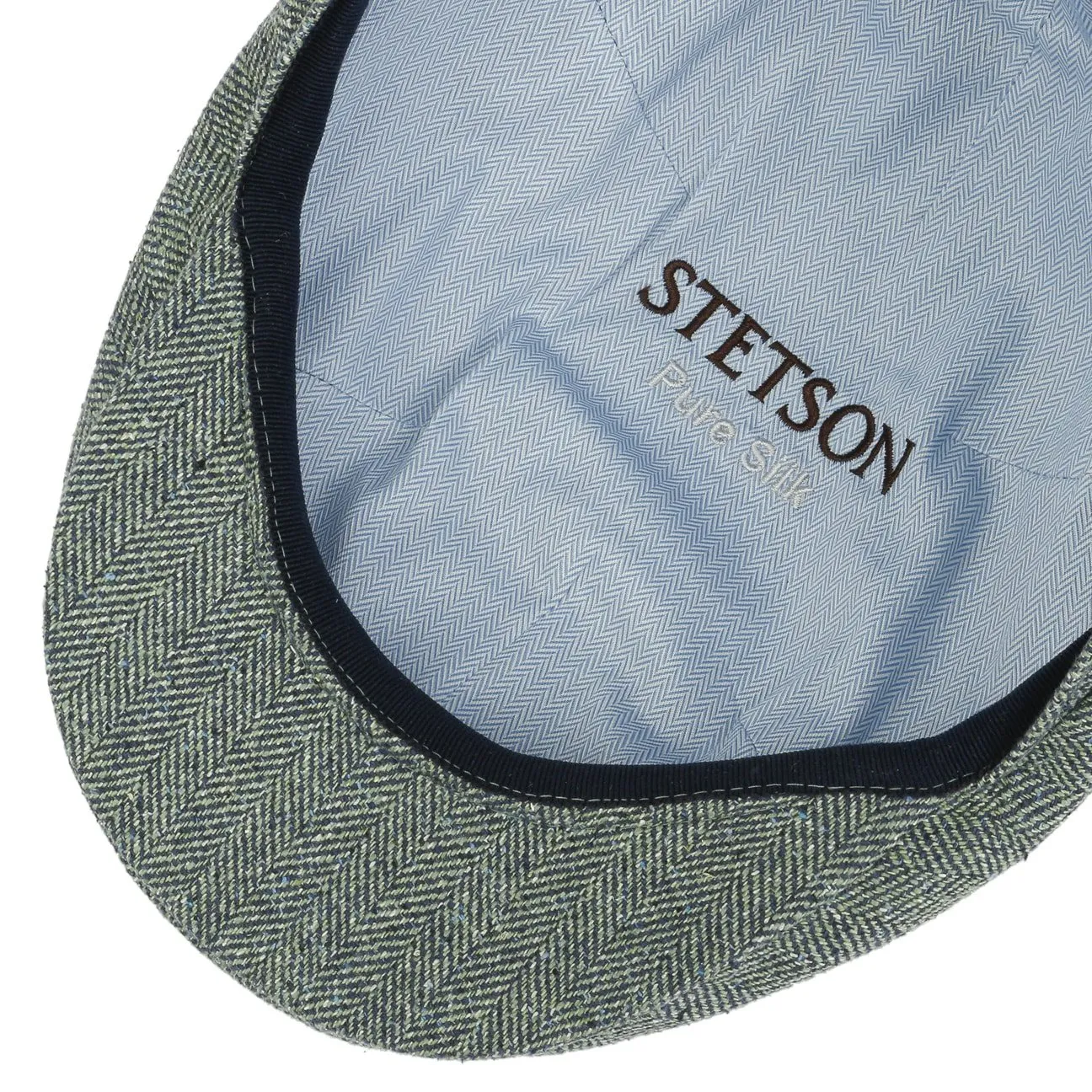 Herringbone UV Silk Driver Flat Cap by Stetson