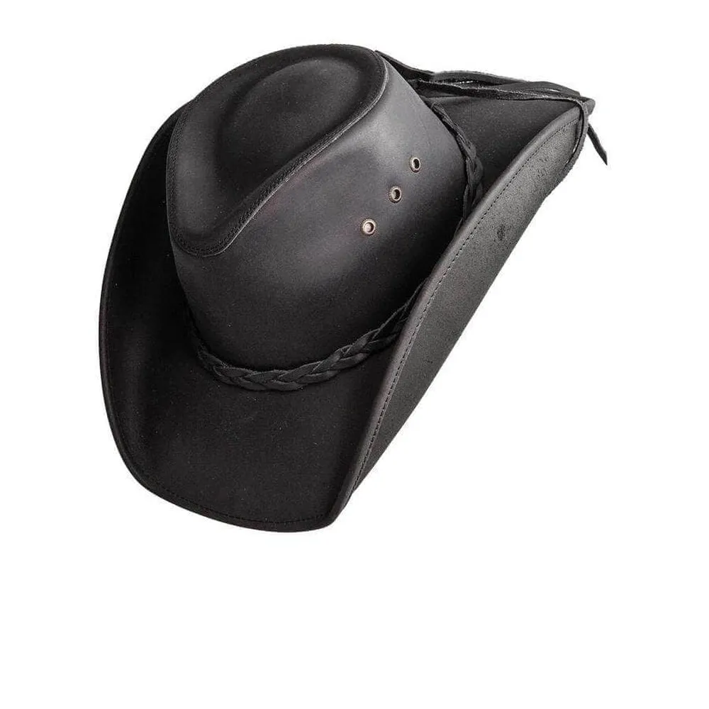 Hollywood Black | Mens Black Leather Cowboy Hat