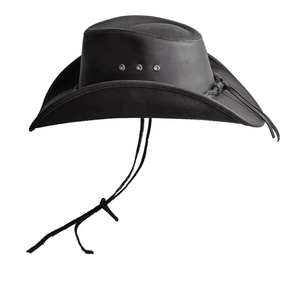 Hollywood Black | Mens Black Leather Cowboy Hat