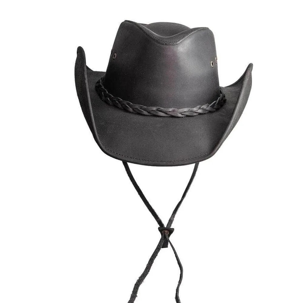 Hollywood Black | Mens Black Leather Cowboy Hat
