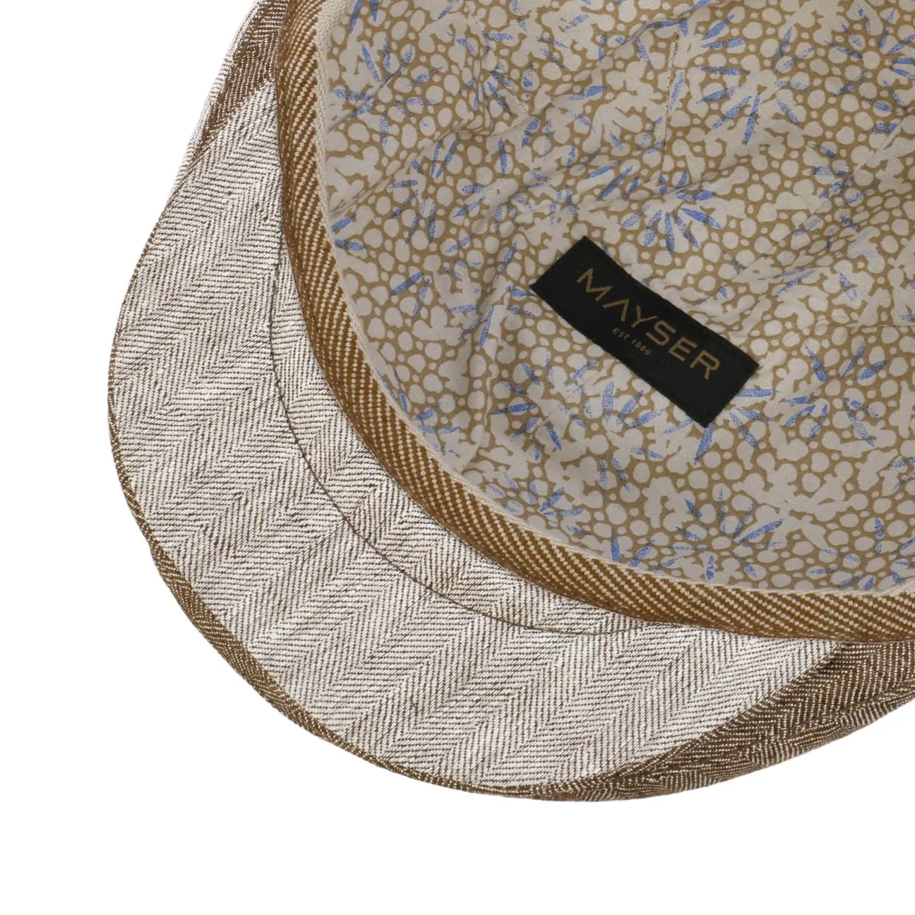 Jasper Twotone Linen Flat Cap by Mayser