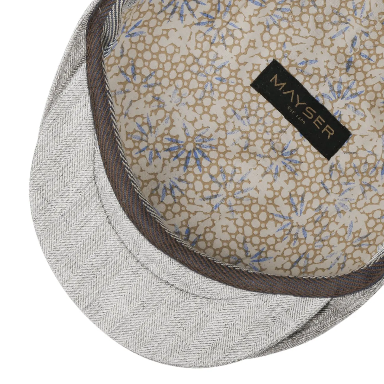 Jasper Twotone Linen Flat Cap by Mayser