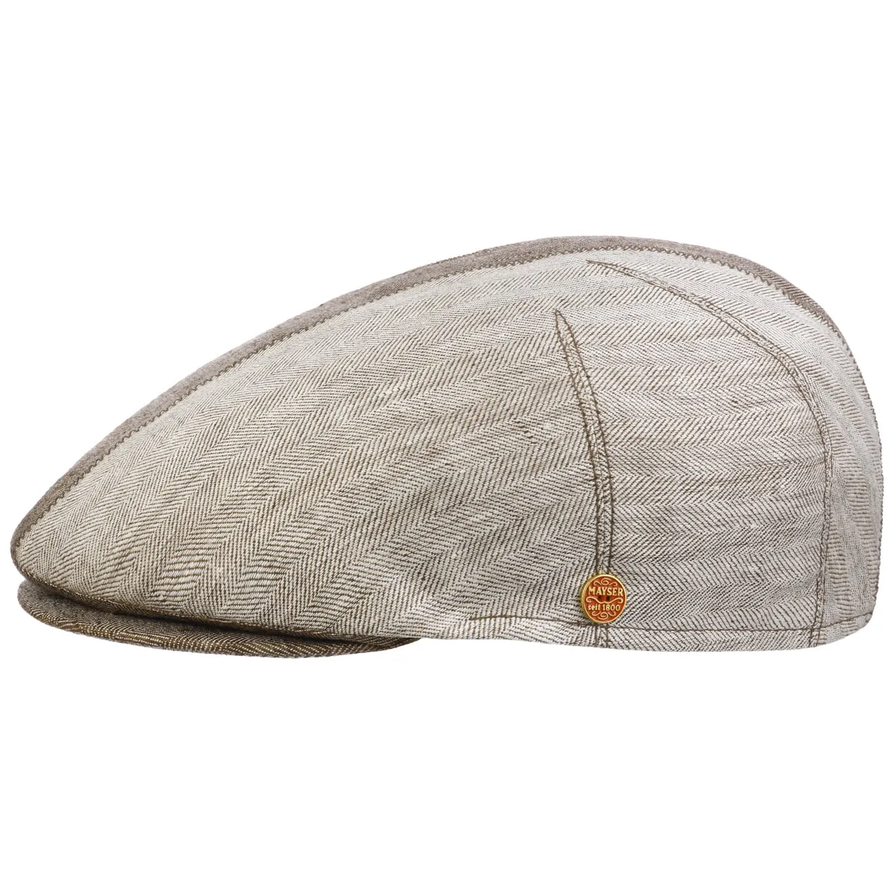 Jasper Twotone Linen Flat Cap by Mayser