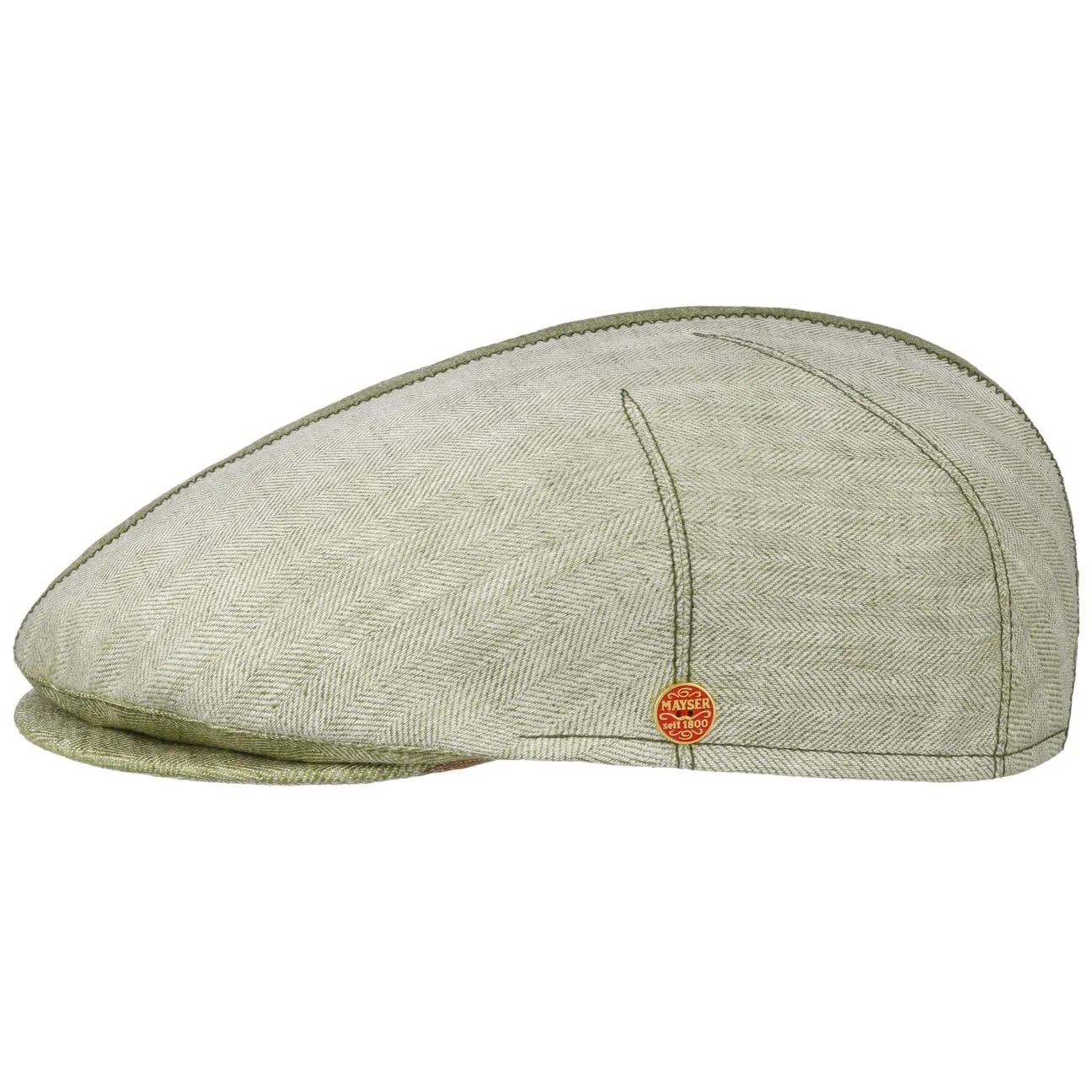 Jasper Twotone Linen Flat Cap by Mayser