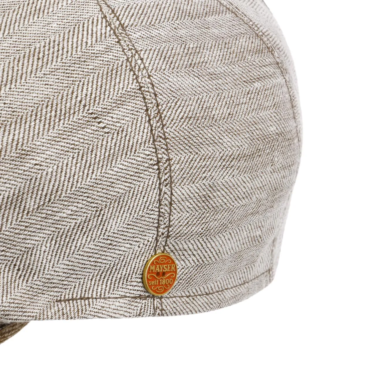 Jasper Twotone Linen Flat Cap by Mayser