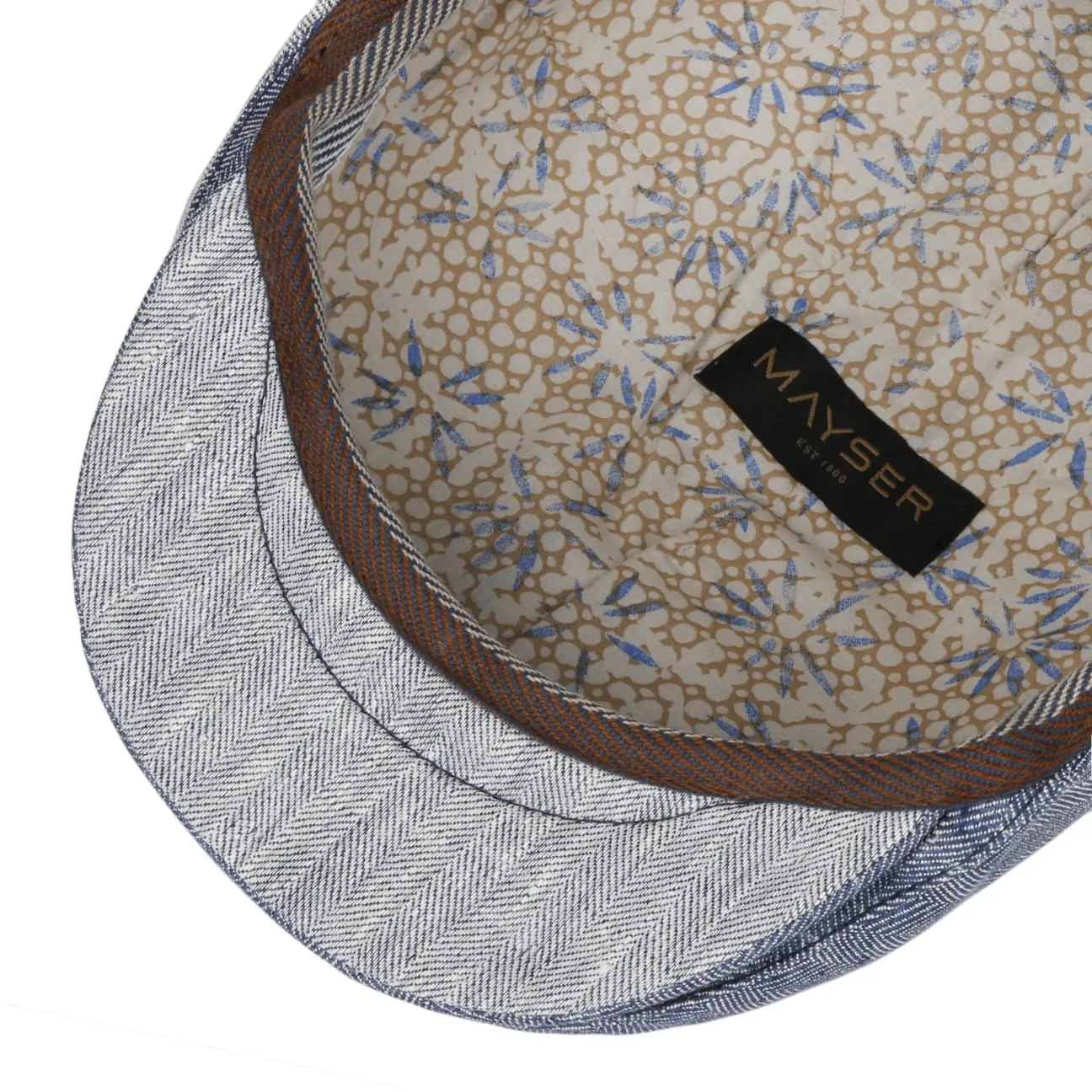 Jasper Twotone Linen Flat Cap by Mayser