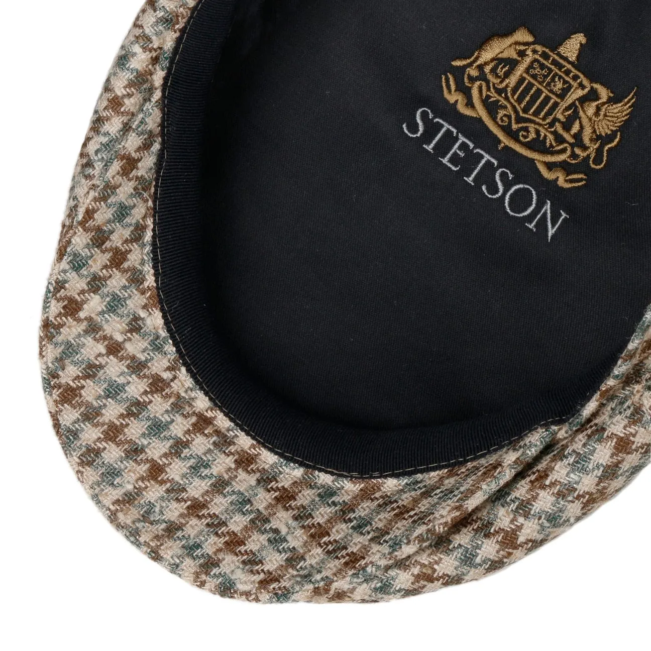 Kent Tricolour Houndstooth Flat Cap by Stetson