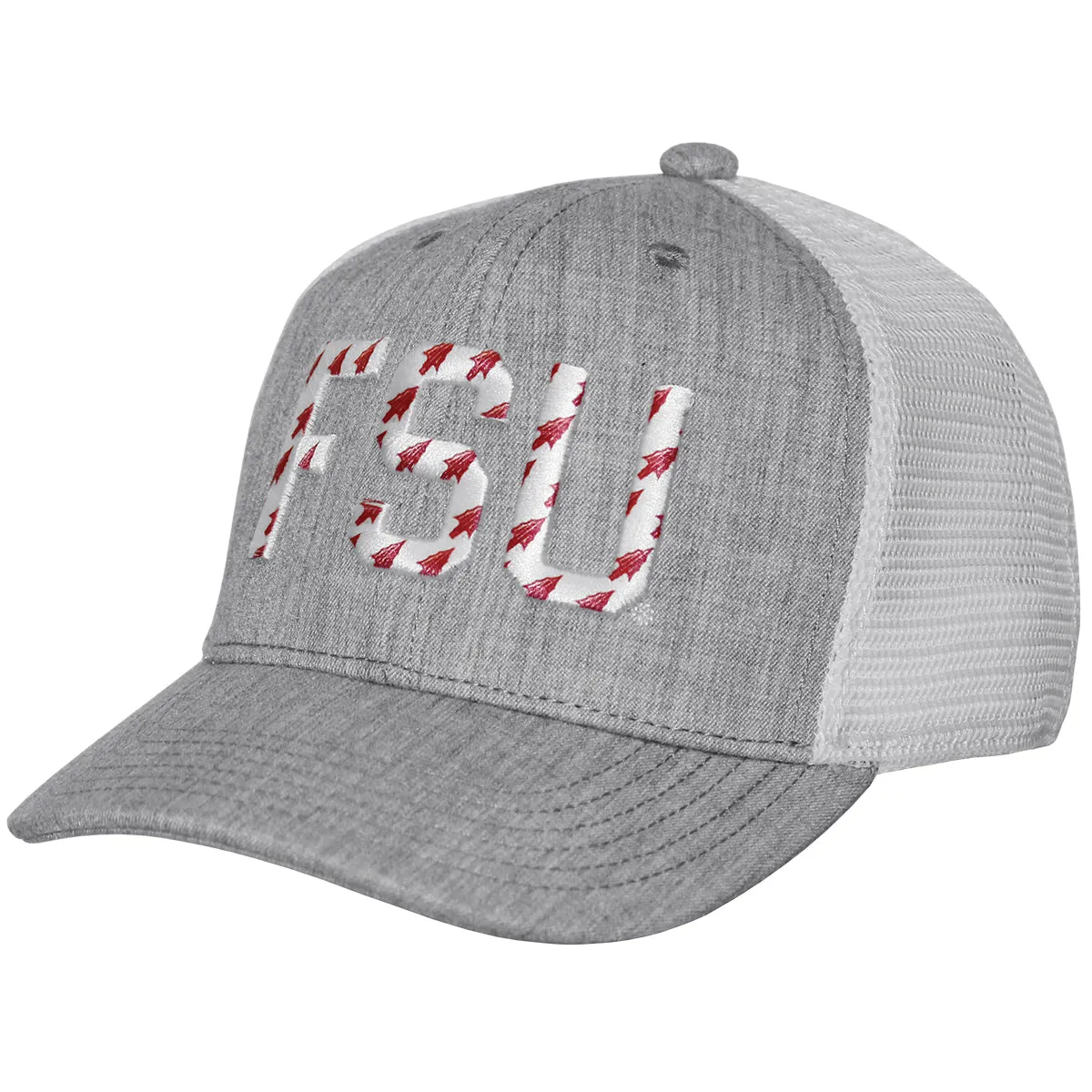 Legacy Youth FSU Arrowhead Design Adjustable Mid-Profile Trucker Cap - Grey/White