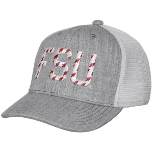 Legacy Youth FSU Arrowhead Design Adjustable Mid-Profile Trucker Cap - Grey/White