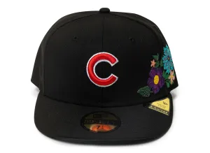 New Era Tonal Florals Chicago Cubs Fitted Hat in Black