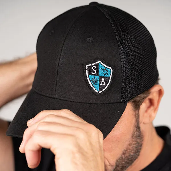 Stretch Fit Snap Hat | Blk/Blk | SA Blue Shield