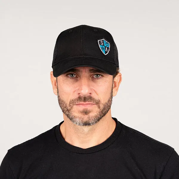 Stretch Fit Snap Hat | Blk/Blk | SA Blue Shield