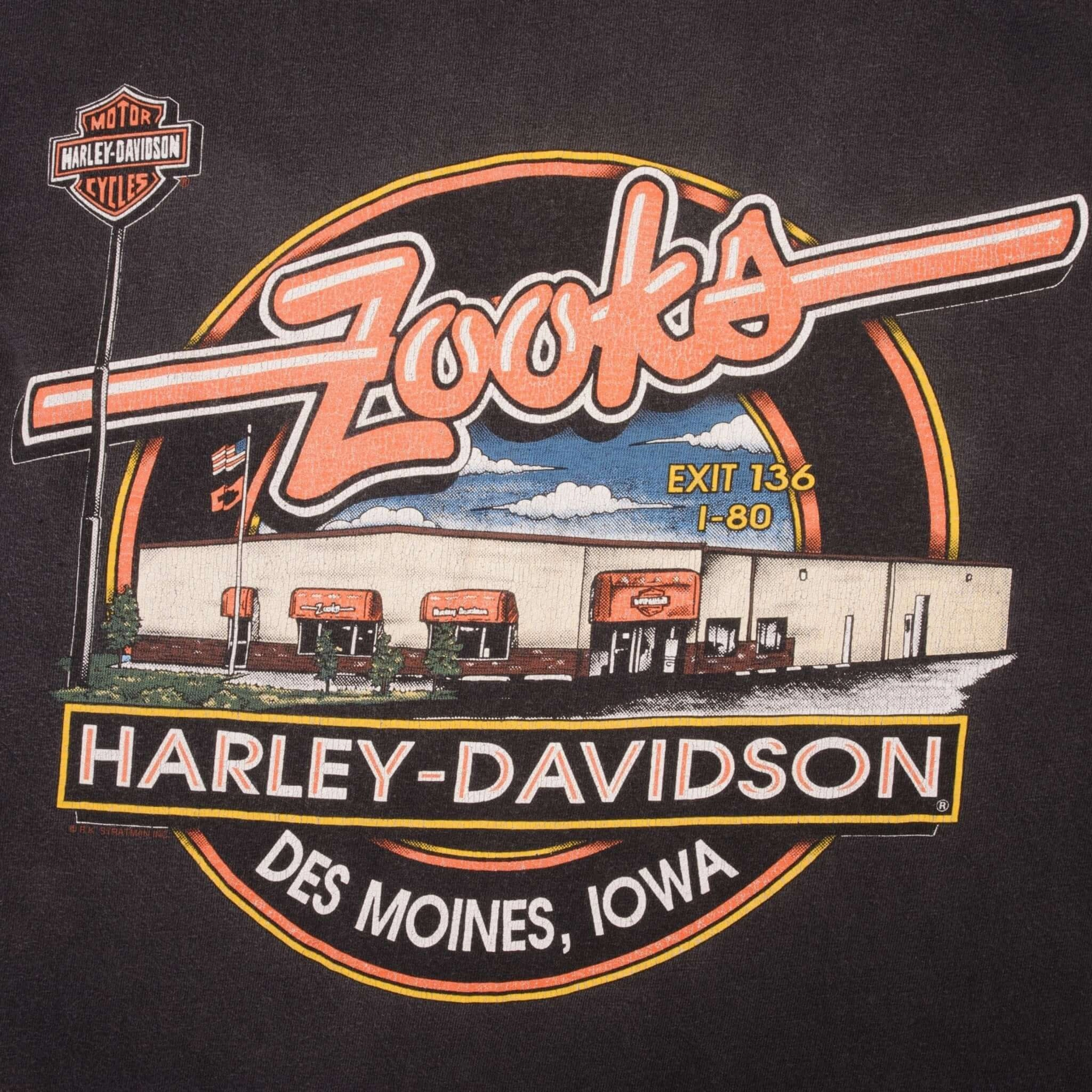 VINTAGE HARLEY DAVIDSON DES MOINES IOWA TEE SHIRT 1990 LARGE MADE IN USA