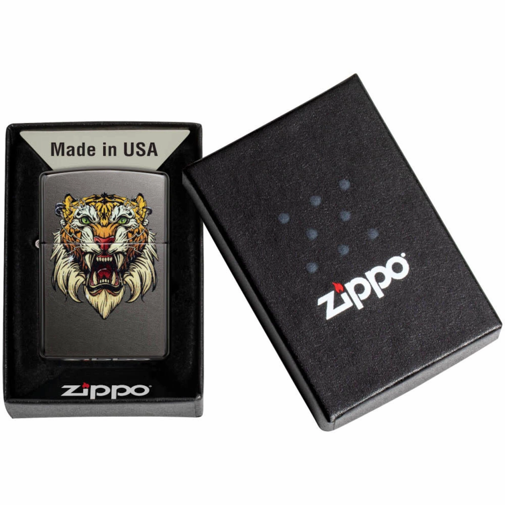 Zippo Windproof Pocket Lighter - Sabretooth Tattoo Design Gray Metal | 49263-000003