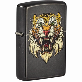 Zippo Windproof Pocket Lighter - Sabretooth Tattoo Design Gray Metal | 49263-000003